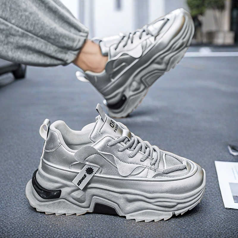 Shoes Heels Men - Черные мужские спортивные кроссовки на платформе,
