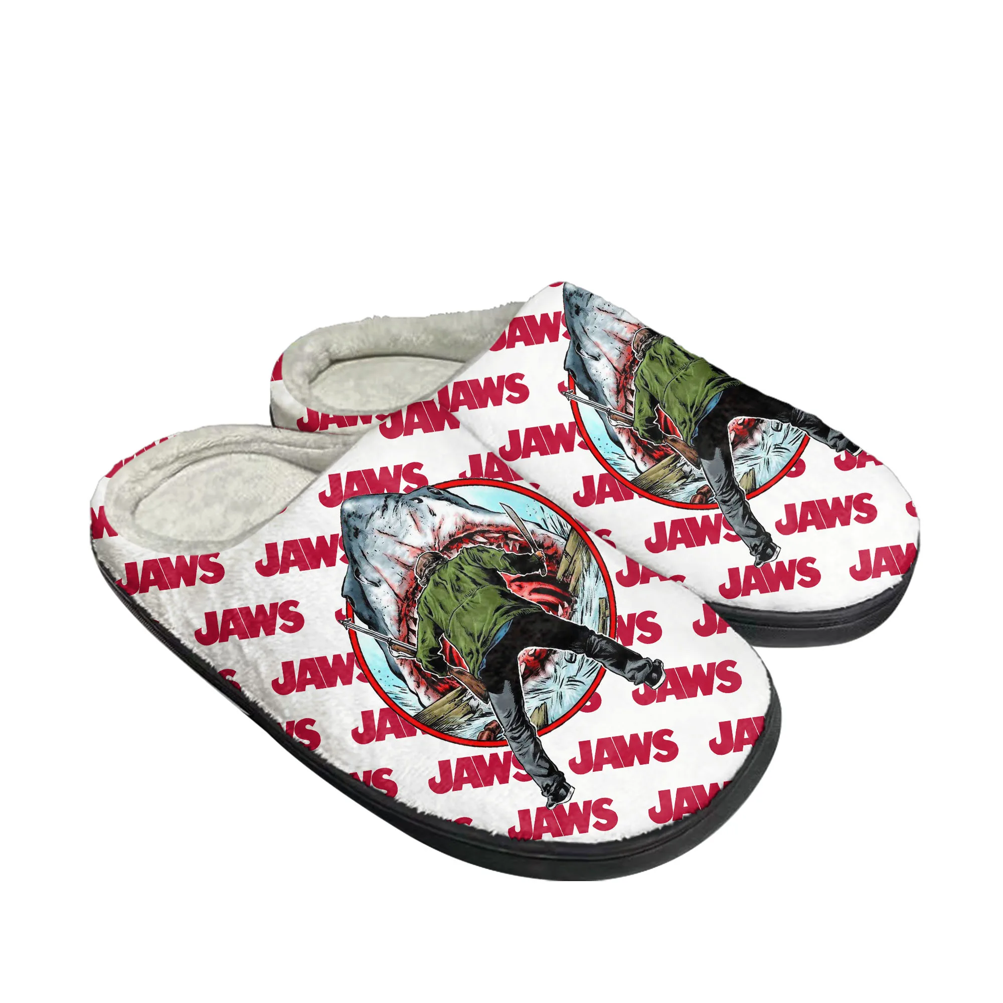 Men Shoes Winter - Домашние хлопковые тапочки Jaws Movie Shark,