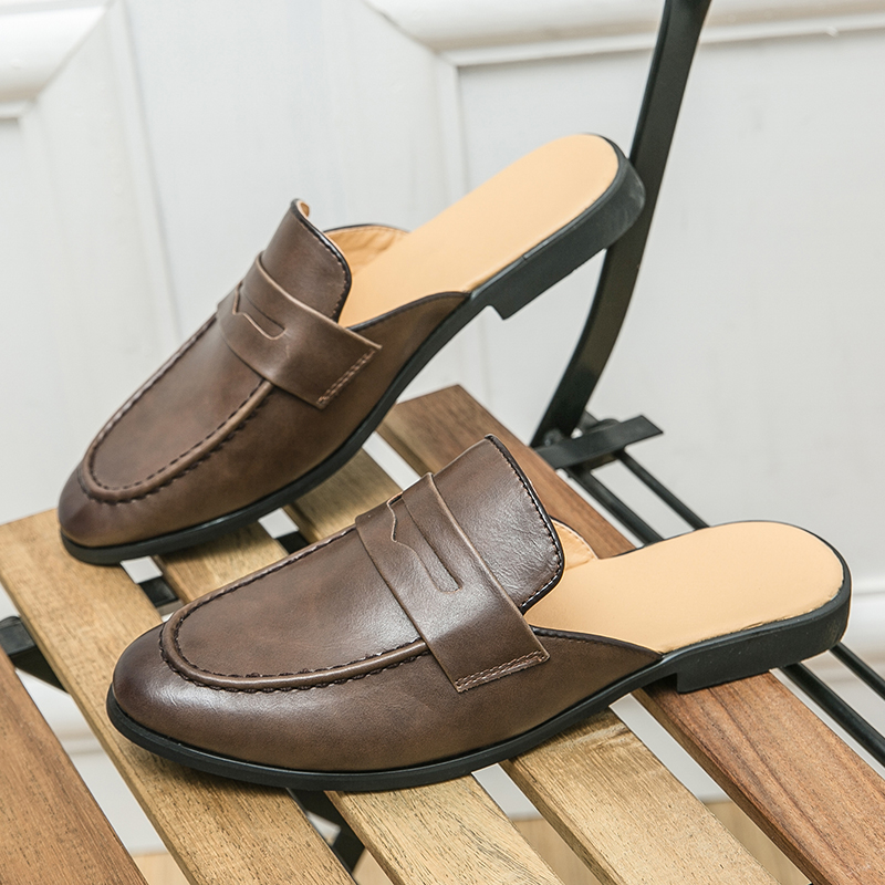Shoes Heels Men - Мужские модные кожаные туфли на полукаблуке,